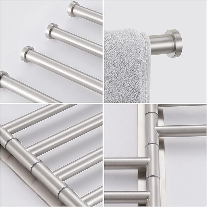 KES Bathroom Towel Rack 15.5-Inch, Swivel Towel Bar 4-Arm, Swing Out Towel Bar Wall Mounted, SUS304 Stainless Steel Brushed Finish, A2103S4L40-2