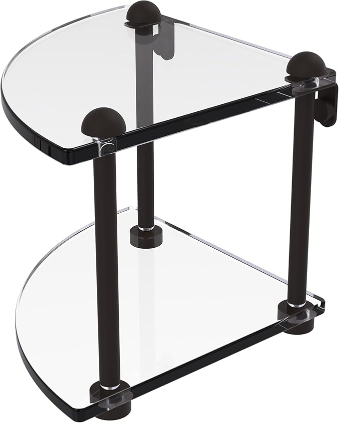 Allied Brass RC-3-ORB Two Tier Corner Glass Shelf, Oil Rubbed Bronze
