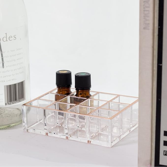 Moosy Life Moonlight Rose Gold Acrylic Lipstick Holders and Organizers, 12 Slots, ML04