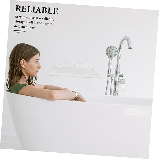 Mobestech Acrylic Floating Shelf for Bathroom and Kitchen Clear Wall-Mounted Storage Rack for Toiletries and Seasoning Bottles and Easy to Install Compact