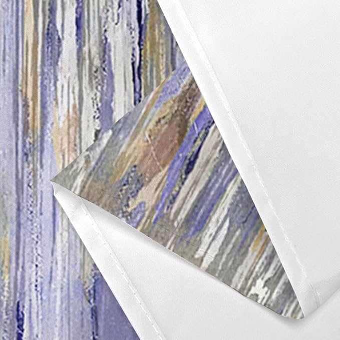 JAWO Abstract Shower Curtain, Modern Aesthetic Stripe Shower Curtain Sets with 12 Hooks for Bathtub Bathroom Gray Purple Contemporary Abstract Painting Fabric