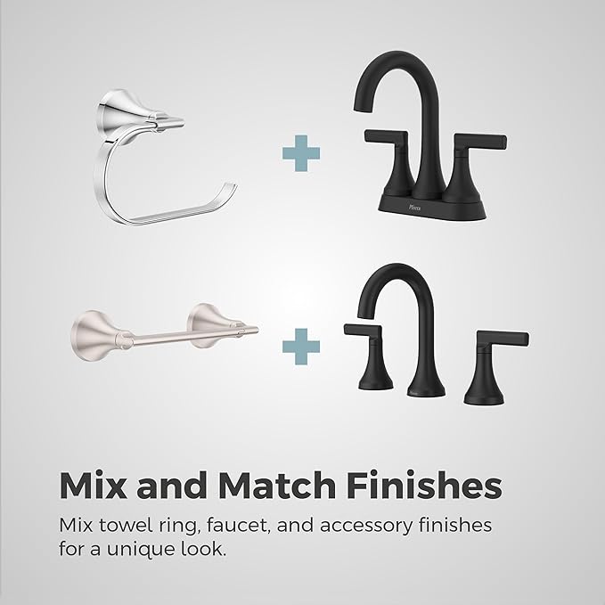 Pfister Vedra Towel Ring, Hand Towel Holder for Bathroom, Wall-Mounted, Screw-in, Polished Chrome Finish, BRBVED0C