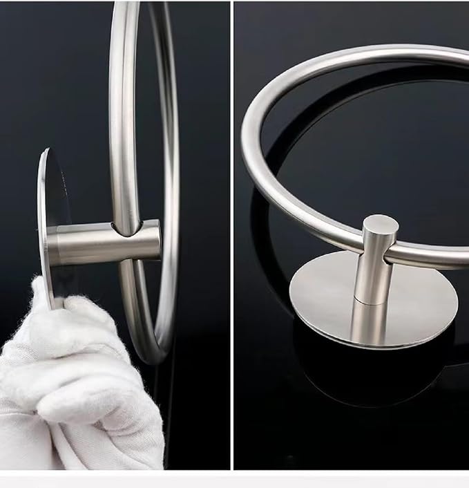 Towel Ring Self Adhesive No Drill Hand Modern Towel Holder for Bathroom SUS 304 Stainless Steel Brushed Nickel(Silvery)