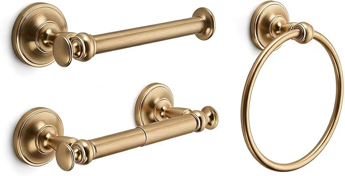 khtumeware 1 Pack Champagne Bronze Bath Towel Ring, Bathroom Hardware Accessories Heavy-Duty Hand Towel Holder for Bathroom, Modern Round Towel Hanger Wall Mounted