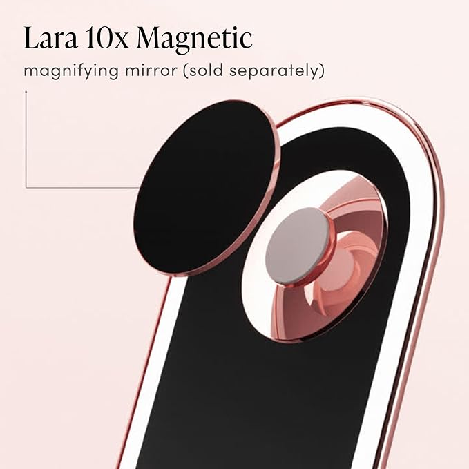 Fancii LED Lighted Vanity Makeup Mirror, Rechargeable - Cordless Illuminated Cosmetic Mirror with 3 Dimmable Light Settings, Dual Magnification - Vera (Rose Gold)