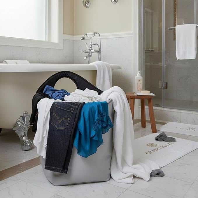 Foldable Storage Hamper Bag,Soft Padded Handle, Multi-Purpose Oxford Fabric Laundry Basket, Collapsible Storage Bag for Home, Bedroom, Dormitory, Travel & Outdoor 47L
