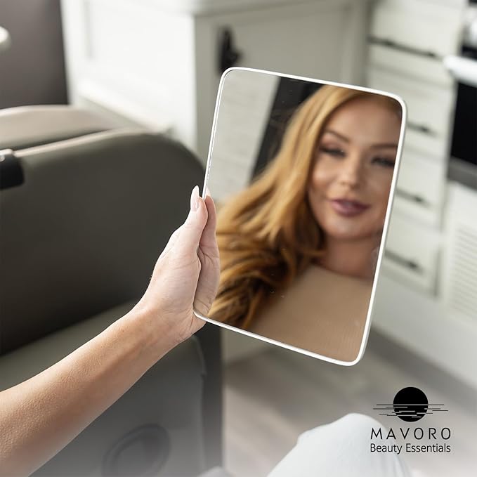 Mavoro 7x9 Travel Mirror | Small Wall Adhesive Mirror | Peel and Stick Wall Mount Travel Make up Mirror | Real Glass Vanity Mirror with Stand