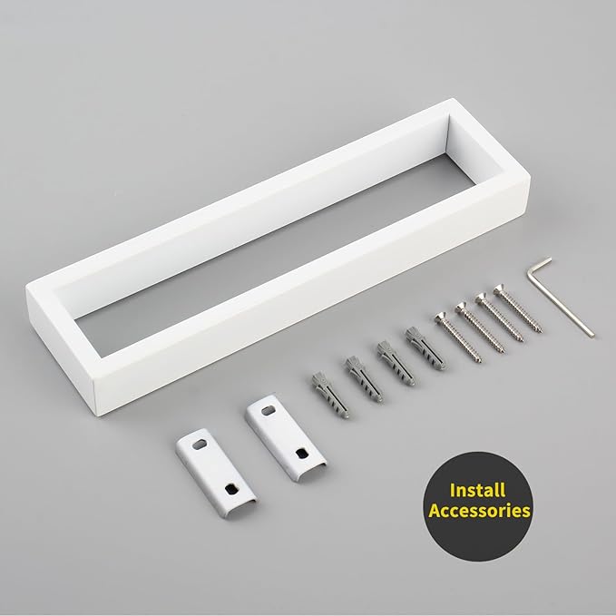 GERZWY SUS304 Stainless Steel Towel Holder Towel Hanger Towel Ring for Bathroom Lavatory Wall Mount Contemporary Style, White
