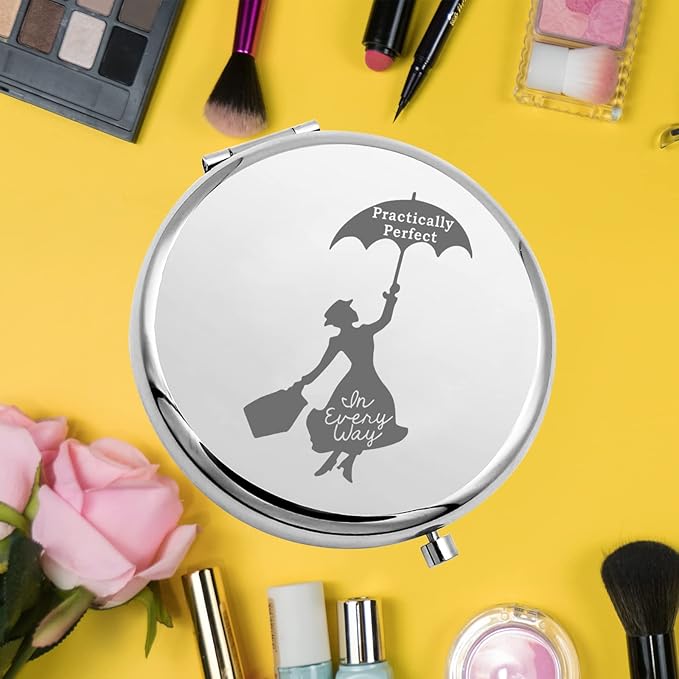 KEYCHIN Mary Qoute Pocket Mirror Mary Fans Gift Practically Perfect in Every Way Umbrella Compact Mirror (Practically Perfect Mirror-S)