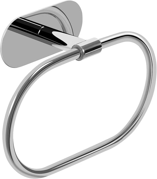 HouseAid Self Adhesive Towel Ring for Bathroom, Stainless Steel Adhesive Hand Towel Holder, No Drilling Modern Hand Towel Hanger, Polished Chrome