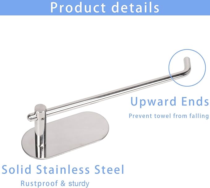 TocTen Hand Towel Holder, No Drilling Stick on Wall Towel Bar, SUS 304 Stainless Steel Towel Rod, Strong Self Adhesive Towel Rack/Hanger for Bathroom Kitchen (Polished Chrome)