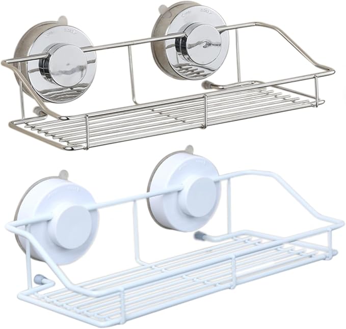 LIFKOME Wall Mounted Bathroom Shelf Cup Organizer for Kitchen Bathroom Storage White Wire Rack Easy to Clean Space-Saving for Items
