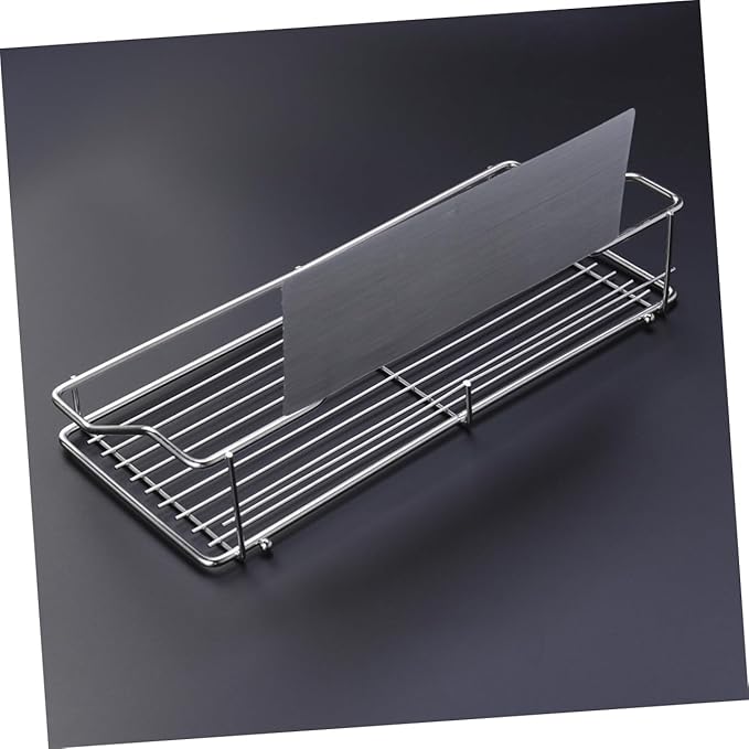Cabilock Bathroom Shelf Organizer Medium No Drilling Traceless Wall-Mount Storage Rack Stainless Steel for Bathroom and Kitchen Use Strong Adhesive Easy Installation