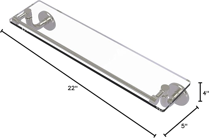 Allied Brass RM-1-22-GAL Remi Collection 22 Inch Vanity Gallery Rail Glass Shelf, Satin Nickel
