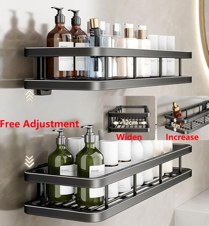 Detachable Carbon Steel Organizer, Large Capacity, Hanging Rustproof Shelf, for Bathroom, Kitchen, Living Room (Color : 9.8inch, Size : Gray Single)