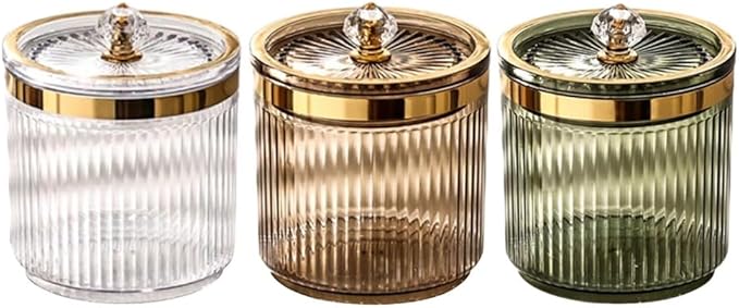 Bathroom Storage Jar for Cotton Balls Makeup Pads Accessories Holder with Protective Lid Toothpick