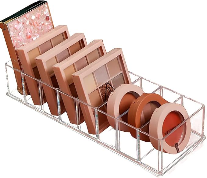 Grehge JoBom Acrylic Makeup Organizer,8-Compartments Removable Clear Cosmetic Storage Boxes for Drawer (8 Compartments)