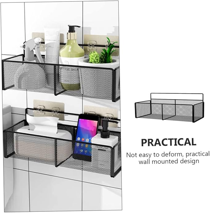 Holibanna Toilet Storage Rack Bathroom Shelving Kitchen Storage Wall-Mounted Black