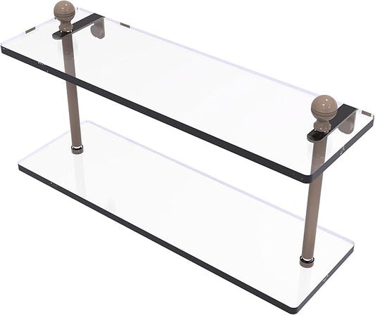 Allied Brass MA-2/16-SHB Mambo Collection 16 Inch Two Tiered Glass Shelf, Shaded Beige