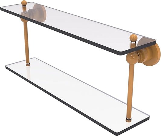 Allied Brass AP-2/22-GLY Astor Place Collection 22 Inch Two Tiered Glass Shelf, Golden Yellow