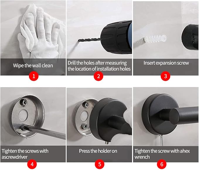 2pcs Matte Black Toilet Paper Holder and Towel Ring Set, Stainless Steel Hand Towel Holder and Towel Hanger with Hardware Pack