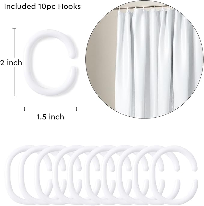 Encasa XO Luxury Jacquard Shower Curtain ZZ White 72x84 in | Rustproof, Wrinkle-Free, Water-Repellent & Machine Washable | Elegant Heavy Fabric for Bathroom Decor & Bathtub Use