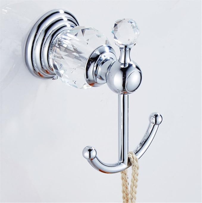 WOLIBEER Crystal Bathroom Accessories, Chrome 24 Inch Towel Bar Set Polished Brass Toilet Paper Holder Towel Ring Coat Hooks Bathroom Hardware 4 Pieces Wall Mounted