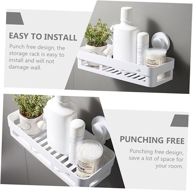 MAGICLULU Plastic Wall Shelves for Bathroom Non-Punch Storage Shelf Floating Bathroom Decor Wall-Mounted Rack
