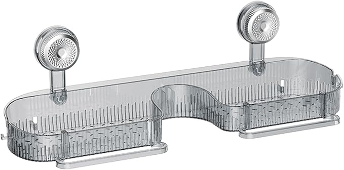 Suction Bathroom Shelf with Drain Holes Space Efficient Storage for Toiletries Cosmetics Laundry Room Supplies Multipurpose Suction Shelf