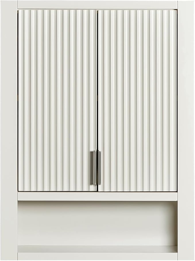 ARIEL Milan Bathroom Wall Cabinet 31" H x 23.1" W x 8" D - Open Shelf - Warm White