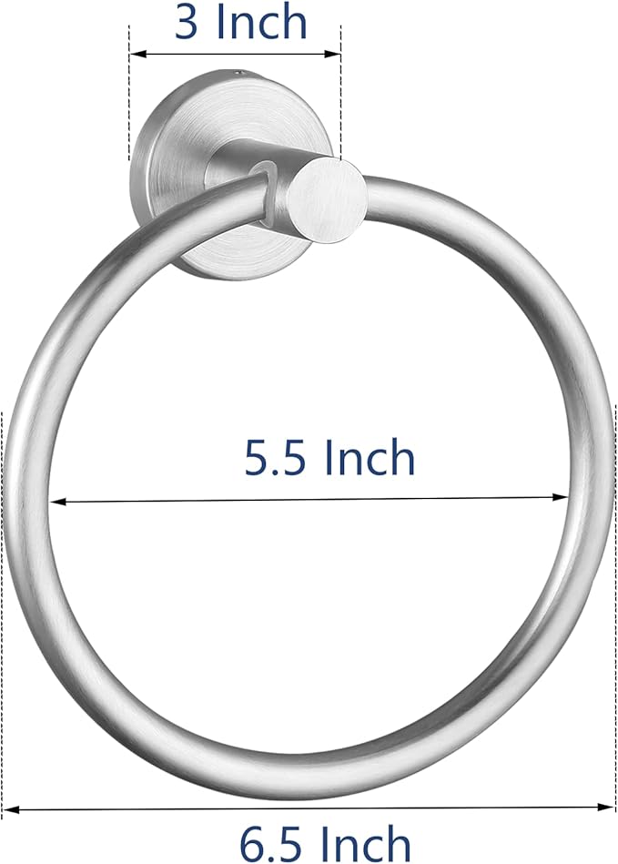 Towel Ring, Bathroom Hardware Accessories, Wall-Mounted Towel Ring, Simple Round Stainless Steel Towel Rack, for Bathroom and Kitchen (Brushed Nickel 2Pack)