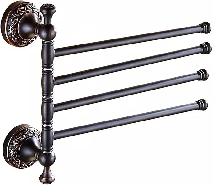 Oil Rubble Bronze Brass Foldable Towel Rack, Wall Mounted Black Bathroom Hardware Accessories,Pattern Carving Design