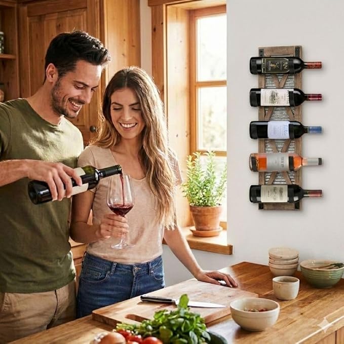 Autumn Alley Farmhouse Towel Holder, Rustic Wine Rack, Rolled Towel Rack, and Wine Holder for Farmhouse Bathroom Accessories Décor, Western Decor Wall Mounted Towel Rack, Rustic Brown