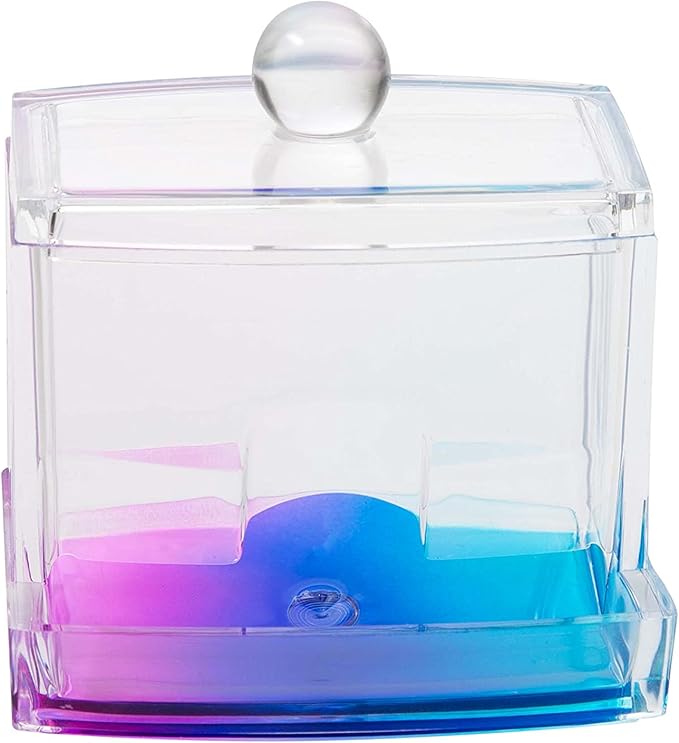 Simplify Q-tip Box | Dimensions: 3.54" x 3.15" x 3.74 | Great for Bathroom | Vanity | Dresser | Q-Tip Dispenser | Easy Refill | Bathroom Accessories | Durable | Lightweight | Ombre