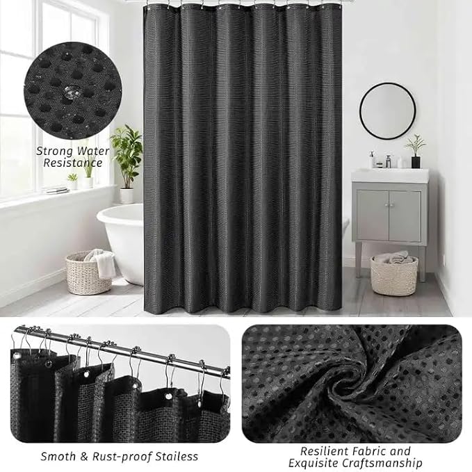 Bathroom Accessories Set, 21Pcs Black&Silver Bathroom Set, Including Shower Curtain, Toothbrush Holder, Trash Can, Toilet Brush, Bathroom Soap Dispenser Set for Bathroom Decor