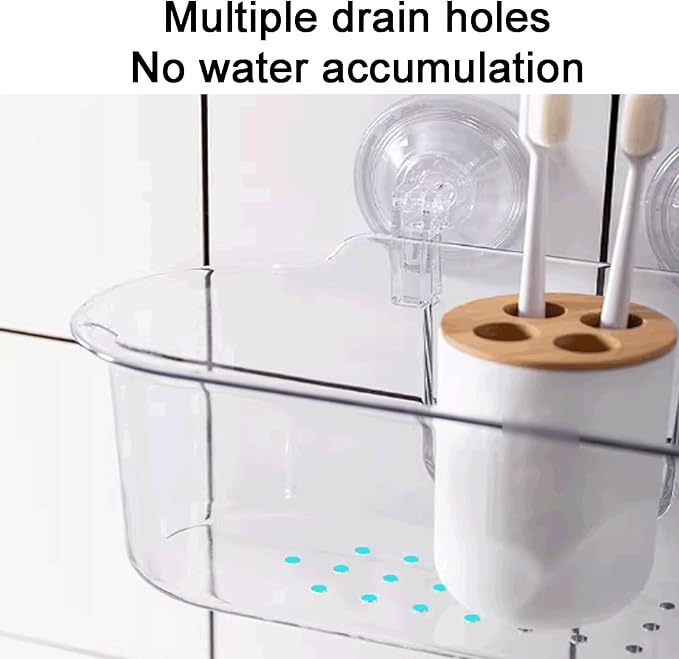 Removable Wall-Mounted Bathroom Shelves Suction Cup Bathroom Shelves Plastic Bathroom Shelves No Punching Bathroom Shelves Large Capacity
