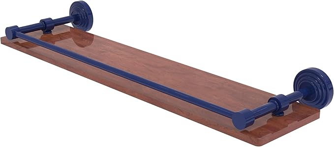 Allied Brass WP-1-22-GAL-IRW-MBL Waverly Place Collection 22 Inch Solid IPE Ironwood Shelf with Gallery Rail, Mediterranean Blue