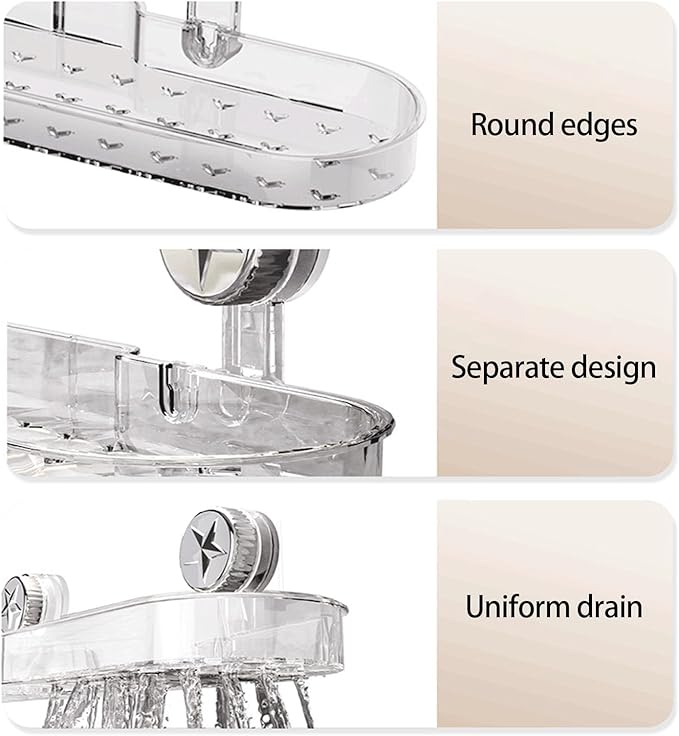ljhnba Space Saving Suction Cup Storage Rack Toiletries Holder Shelf Bathroom Organiser for Shampoo and Small Accessories