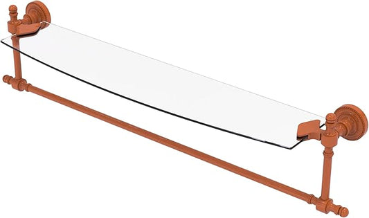 Allied Brass Retro Dot Collection Glass Vanity Shelf with Integrated Towel Bar