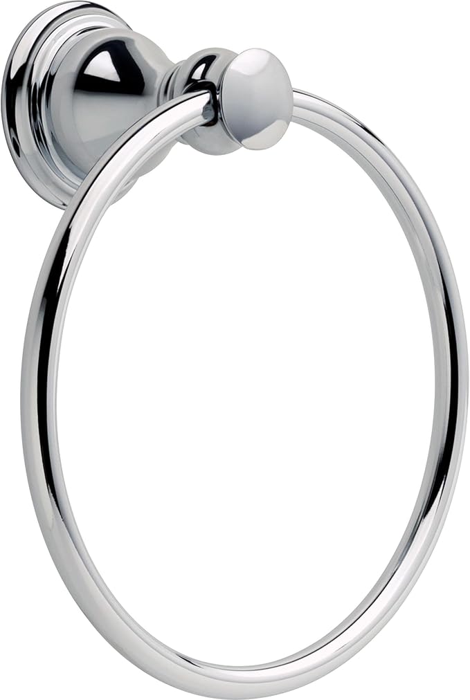 Delta Aubrey (1-Pack) Hand Towel Holder Polished Chrome Towel Racks for Bathroom Wall Round Towel Ring Holder for Bath Towel Hanger for Kitchen, Bathroom Accessories AUB46-PC
