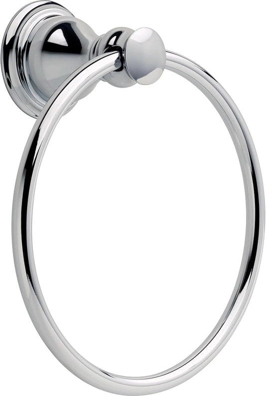Delta Aubrey (1-Pack) Hand Towel Holder Polished Chrome Towel Racks for Bathroom Wall Round Towel Ring Holder for Bath Towel Hanger for Kitchen, Bathroom Accessories AUB46-PC