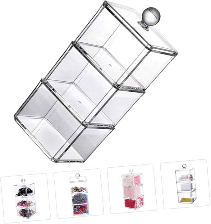 Holibanna Clear Makeup Remover Storage Box with Lid Acrylic Cotton Pad Organizer for Bathroom Vanity and Cosmetic Display Case 9.05X3.62X3.62 Inches