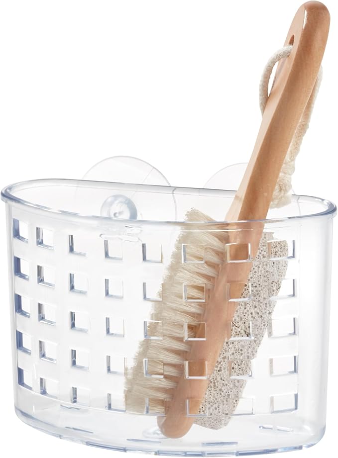 iDesign Suction Cup Shower Caddy Basket - Bathroom Storage Organizer - Clear - Made in USA