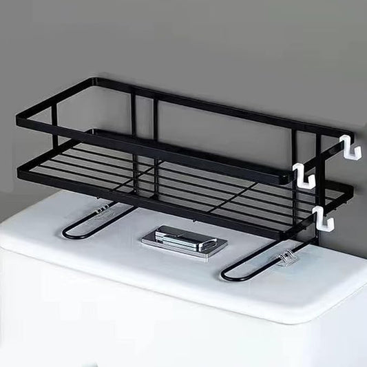 Pongnas Large Capacity Iron Toilet Shelf for Bathroom with Nail Installation, Practical Design (Single Layer Black)