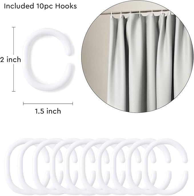 Encasa XO Luxury Jacquard Shower Curtain ZZ Light Grey 72x84 in | Rustproof, Wrinkle-Free, Water-Repellent & Machine Washable | Elegant Heavy Fabric for Bathroom Decor & Bathtub Use