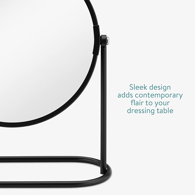 Navaris Cosmetic Mirror For Table Top - Desktop Mirror For Makeup And Grooming - Double Sided With 2x Magnification Mirror, 7.6" x 7.1" x 2.4"
