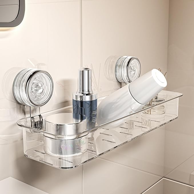 Suction Cup Storage Rack for Toiletries Bathroom Organiser Wall-Mounted Kitchen Shelf Bathroom Rack