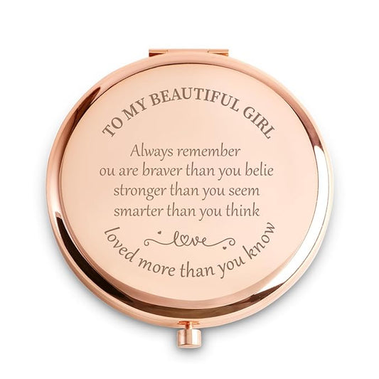 Personalized Gifts for Teen Girls Age 6-18, Custom Girls Gift for Birthday, Engraved Compact Mirror for Daughter Granddaughter, Graduation Mothers Day Basket Stuffers