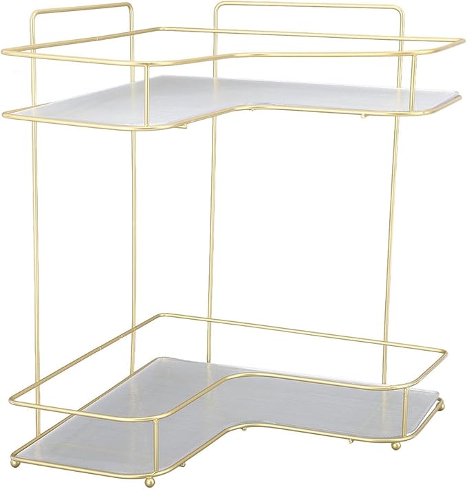 Corner Bathroom Organizer Shelf, Large Capacity Corner Storage Rack, Acrylic and Iron Frame with Adjustable Shelves, Rustproof Bathroom Shelf Organizer for Toilet Kitchen Dressing (Countertop Model
