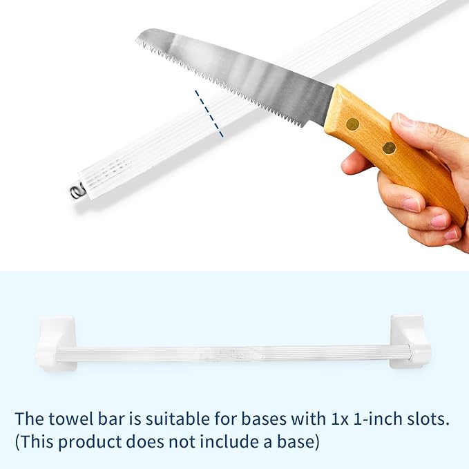 24 Inch Clear Bathroom Towel Bar Replacement Bar with Adjustable Spring End Sturdy Plastic Ceramic Rack Replacement Towel Bar Suitable for Kitchen and Bathroom Towel Storage